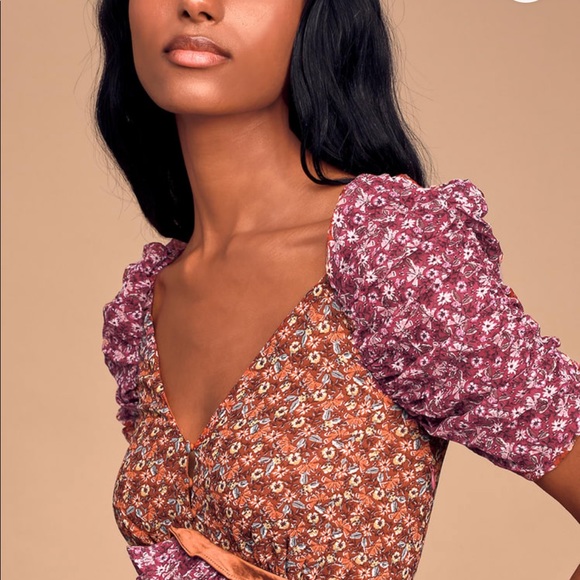 NWOT En Saison Affectionate Purple Floral Print Ruffled Midi Dress! - Picture 3 of 7